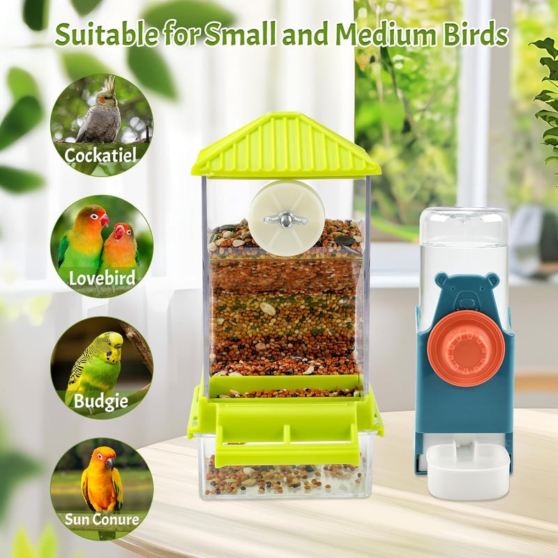 Rypet No Mess Bird Water Feeder Dispenser Set Automatic Bird Feeder for Cage Transparent Food Container for Cage Acrylic Parrot Seed Feeders Accessories for Small Birds Parrot Cockatoo Canary - Image 3
